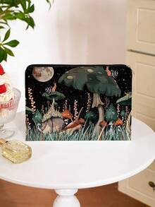 Whimsical Mushroom Printed Canvas Toiletries Bag- Fashionable Design, Zipper Closure, Foldable, Lightweight, Fade-Resistant- Perfect Gift For Bridesmaids, Teachers And Friends, Also Can Be Used As A Machine Washable Women's Makeup Bag. Back To School Book Bag, Travel Essentials, Beach Summer Vacation Travel Organizer Bag - Multicolor - View 14