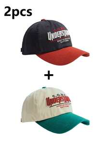 1pc Unisex/Couple/Parent- Oversized Duck Billed Cap, Embroidery Contrast Color Baseball Cap, Fashionable Sports Hat - Embroidered Baseball Cap - View 9