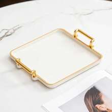 Light Luxury Tray Household Rectangular Cosmetics Storage Tray Living Room Water Cup Storage Hotel Apartment Storage Tray