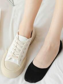 1/5 Pairs Women Shallow Mouth Socks, Silicone Heel Lining To Prevent Slipping, Breathable Knit Fabric, Ins & Japanense Style Office Lady Invisible Socks, Versatile For Spring/Summer, Matching Leather Shoes, Suitable For Home, Commute, Dating, Party, School, Holiday Gifts (No Paper Card)