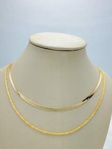 KIT2 Short Fashion Necklace With Layer Design 18k GOLD Plating In 925 Silver - Gold - View 4