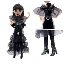 11.8-Inch 10-Inch Gothic Design Style Toy Black Doll Toys, Family Interactive Toy, Beautiful Evening Dress Princess Doll, Black Dress, Black High Heels, Classic Black Braid, Ideal Choice For Collectors And Party Decorations