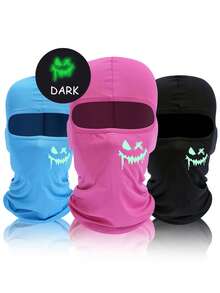 3 件/2 件/1 件笑脸印花滑雪面罩巴拉克拉法帽面罩男女款防紫外线防风围巾适用于滑雪板摩托车