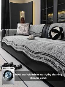 1 Peça Almofada Antiderrapante Personalizada e Elegante para Sofá, Tecido de Capa de Sofá Simples em Preto e Branco, Almofada Antiderrapante e Resistente a Arranhões de Animais de Estimação para Assento de Sofá, Adequada para Decoração de Sofá e Capa Protetora em Quartos, Salas de Estar e Escritórios, Estilo Popular Nórdico, Lavável em Máquina durante Todo o Ano