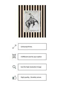 1 tranh treo tường phong cách tem cổ điển - Chàng cao bồi cưỡi ngựa hoang với thẻ "COWBOY UP" và mệnh giá 5 xu trên nền giấy dán tường sọc dọc màu be và đen, áp phích vải không khung để trang trí tranh tường, trang trí ký túc xá, trang trí nhà cửa, trang trí tiệc tùng & lựa chọn quà tặng hoàn hảo (Tranh nghệ thuật không khung) | Tranh treo tường, tranh in, trở lại trường, áp phích vui nhộn, du lịch nghỉ dưỡng, lễ tốt nghiệp ở bãi biển - Nhiều màu - Xem 6