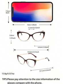 1 件装复古猫眼撞色镜框个性化 TR 材质无压力舒适缓解疲劳非处方眼镜