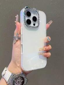 亮片 1 件全新多巴胺水钻镜头设计手机壳，适用于 Apple 16 Pro Max、15/14/14 Pro、12/11 系列，时尚女性适用，简约创意