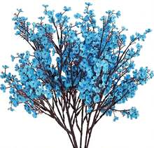 6pcs Royal Blue Silk Babys Breath Gypsophila Artificial Fall Flowers 18.7" For Home Kitchen Decor Indoor Outdoor Decorations New Year Spring Mother's Day - 寶藍色 - 查看 1