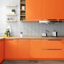 1 Rolle oranges selbstklebendes Tapetenmaterial mit dicker, kratzfester Hochglanzoberfläche für langanhaltend Vinyl-Kontaktfolie, geeignet für Küchenarbeitsplatten, Schränke, Schlafzimmer-Hintergründe, Heimdekoration, Möbelrenovierung, DIY-Installation und Entfernung. Maße sind 40 cm x 5 m/3 m/1 m Wandpapier, Wandaufkleber, Raumdekoration, Wanddekoration, Wandaufkleber