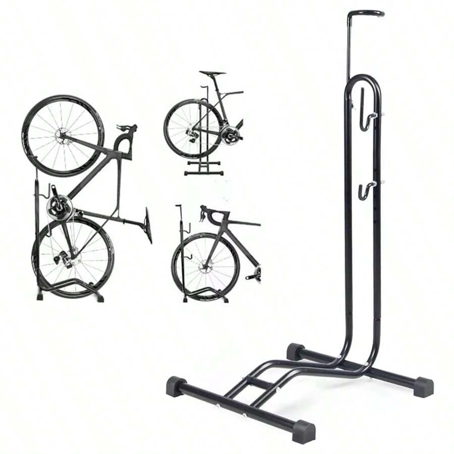 Vertical Bike Stand Bicycle Rack Steel Holder Floor Parking Storage Stand Hooks - Black - View 1