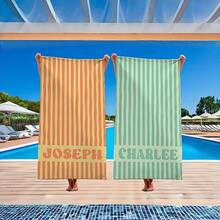 1pc Custom Name Striped Personalized Beach Towel, Retro Pool Party Towel, Soft Quick-Dry Pool Towel,Soft & Colorful For Bridesmaids, Vacation, Birthday Or Swim Club Gift,Teens Pool Towel, Bachelorette Bridesmaid Towel, Back-To-School Gift,Holiday Gift - one-size - View 5