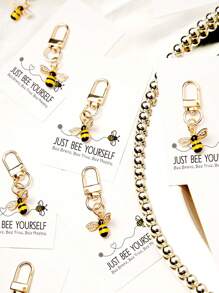 1/5/10 pièces Set de porte-clés avec phrases inspirantes, abeille, marguerite, tournesol. Ensemble de porte-clés cadeaux, multi-usage, charm de sac, pendentif de voiture, décoration de coque de téléphone, support d'écouteurs