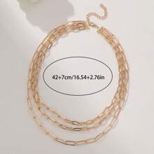 1 pieza Collar de cadena metálica dorada de múltiples capas de estilo europeo y americano, apto para uso casual y de fiesta