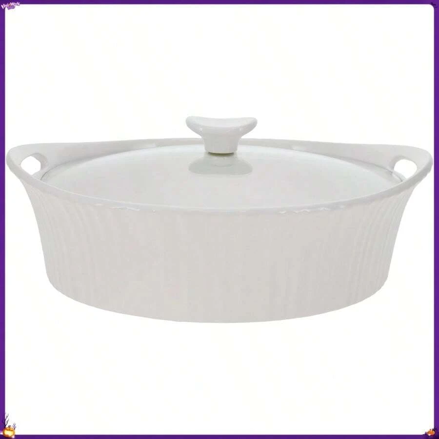 Corningware French White 2.5qt/2.35L Oval Ceramic Casserole Bakeware Dish And Glass Lid - Nhiều màu - Xem 1