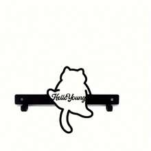 1pc HelloYoung Contemporary Metal Leaping Cat Key Holder With Anti-Slip Wall Mounted Hooks For Coats, Keys, Towels