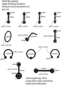 Piercing Kit 316L Surgical Steel Body Jewelry Piercing Kit With 12G 14G 16G 18G 20G Piercing Needles Use For Nose Septum Lip Tongue Belly Eyebrow Rings Ear Piercing Kit Silver Black Rainbow - Black - View 2