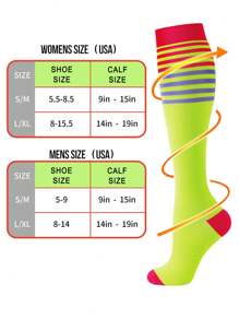 4/5/6 Pairs Compression Socks For Men And Women, Unisex Nylon Socks Sports Knee High Compression Socks Suitable For Athletic Running Cycling Hiking Traveling