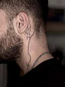 1 Pieza Tatuaje temporal a prueba de agua con estilo de cadena, diseño artístico personalizado y de moda, apto para uso diario, sin tóxicos, a prueba de sudor - Negro - Ver 5