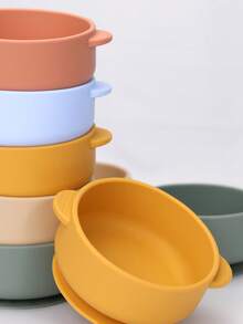1 Piece; Baby Feeding Bowl Silicone Bowl Suction Double-Ear Bowl For Baby Self-Feeding Utensils Resistant To High Temperature And Fall Suitable For Daily - Multicolor - View 4