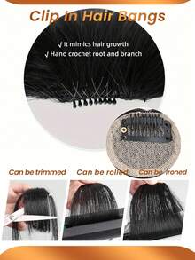 شعر مستعار قابل للتمديد من الأمام مع غرة هواء غير مرئية، إكسسوارات تجميل سهلة الارتداء والحفاظ على غرات طبيعية للنساء