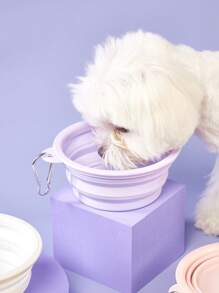 PETSIN 350ml Macaron Color Pet Travel Collapsible Water Bowl, Suitable For Small & Medium Dog/Cat, Portable Water Cup With Hook For Outdoor Use