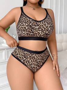 Plus Size Casual Printed Underwear Set