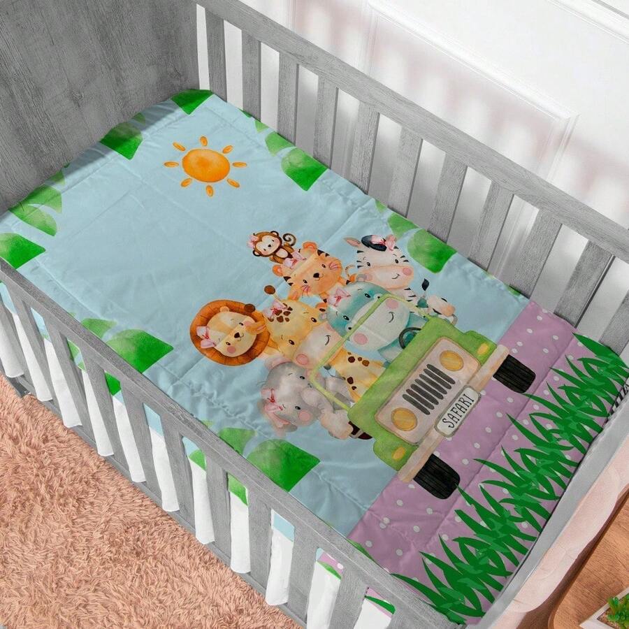 Baby Comforter For Crib And Bed, Warm Padded, Sublimated Print - Pink - View 1