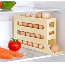30 Egg Organizer, 4 Tier Egg Rack For Refrigerator, Automatic Egg Roller, 30 Egg Storage Rack, Egg Dispenser For Refrigerator, Egg Storage Rack For Kitchen - White - View 8