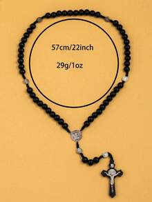 1pc Vintage Metal Cross Pendant Necklace Suitable For Women's Daily Wear - Black - View 3