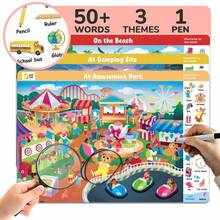 Libros de actividad de busca y encuentra para niños y niños pequeños, libro de actividades de aprendizaje preescolar reutilizable con 1 marcador de borrado en seco y 18 temas, juguetes educativos, juego de viaje para viajes en coche o avión que fomentan el desarrollo cerebral, el ejercicio y la concentración de los niños pequeños - Multicolor - Ver 9