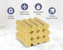Luxury Cotton Washcloths 13x13 Inch - Large Hotel Spa Bathroom Face Towel | 12 Pack | Yellow - 黃色 - 查看 5