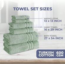 Green 6 Piece Bath Towels Set For Bathroom Original Turkish Cotton Soft, Absorbent And Premium 2 Bath Towels, 2 Hand Towels, 2 Washcloths - 綠色 - 查看 5
