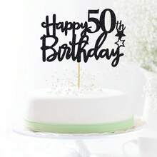 1Pc Glitter Happy Birthday Cake Topper Celebrate 10 12 13 14 15 16 17 18 21 30 40 50 60 70 80 90 100 Years Old Birthday Anniversary Party Decoration - Multicolor - View 40
