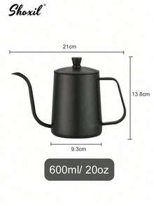 shoxil 1PC 350ml/600ml Stainless Steel Gooseneck Pour Over Kettle - Precision Coffee Dripper With Lid For Home & Professional Brewing - Black - View 11