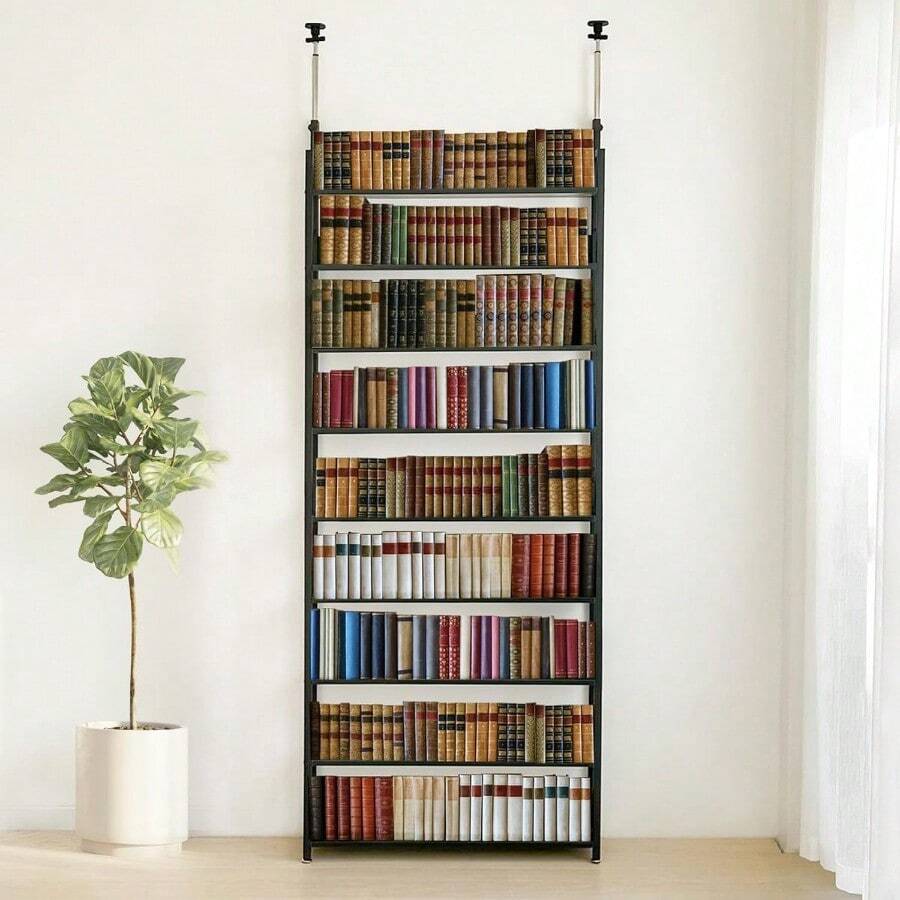 IMIEE 本棚 突っ張り つっぱりラック つっぱり棚 突っ張りラック 収納棚 壁面収納 ウォールラック 大容量 スリム コミックラック 薄型 シェルフ 収納 パーテーション 9段 簡単設置 DIY 穴あけ 工事が不要 組立品 幅80*奥行17*高さ210.5275cm 幅80CM ブラック - ブラック - チェックする 1