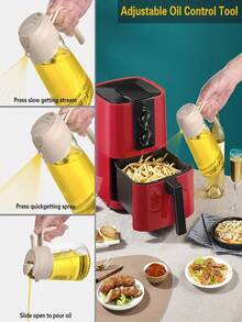 2-In-1 Glass Oil Dispenser And Sprayer - 1 Pack Round Shape - PVC Free - Machine Washable - Ideal For Cooking, Air Fryer, BBQ, Salad - Kitchen Oil Sprayer Bottle - Easy Grip Handle - Perfect For Cooking - trắng - Xem 2