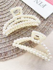 2/3 件套女士人造珍珠几何发夹套装，简约优雅休闲时尚树脂材质时尚别致人造珍珠半圆椭圆心形蝴蝶结发夹，适合日常通勤发型设计，安全无损时尚发饰美容爪夹休闲发夹 - 彩色 - 查看 14