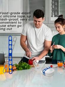 Silicone Universal Reusable Box Fixing Strap, Lid Latch The Reusable Universal Lid Securing Strap For Crockpots, Strong Grip, Easy To Use, Adjustable, , And Versatile Lid Fastening Solution, Perfect For Home, Office, And Outdoor Use, Make It Easy To Transport Your Favorite Dishes With One Simple Strap - Multicolor - View 4