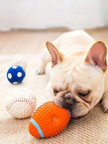 Interactive Pet Squeaky Toys, Pet Chasing Toys Ball, Dog Football/Volleyball/Rugby, Squeaky Dog Balls, Interactive Latex Rubber Squeaky Dog Toys, Soft Bouncy Fetch Toys For Small Dogs, Training Tools, Pet Supplies, No Battery Required - Multicolor - View 6