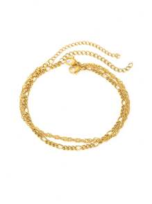 2 pièces Bracelet en acier inoxydable à chaîne de mode minimaliste pour femmes, à porter au quotidien