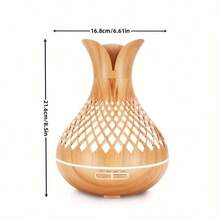 Essential Oil Diffuser, Hollowed-Out Flower-Shaped Humidifier, Aroma Diffuser, Humidifier With LED Color-Changing Light, Automatic Off, Light Wood Grain, Suitable For Large Rooms, Bedrooms, Offices - YX288G - Xem 3