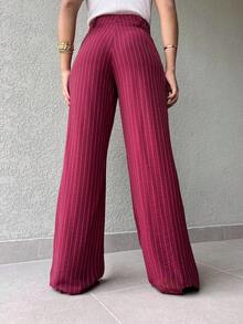 Palazzo Pants With Pleats At The Front (Marrant) - Burgundy - View 2