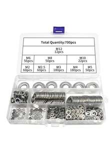 KIT 700 ARRUELAS AÇO INOX NÃO ENFERRUJA M2 M5 M6 M8 M10 M12 - A - Visão 6
