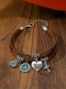 1 pezzo Stivali da cowboy in stile occidentale, Cappello da cowboy, Set di collana e bracciale vintage a più pendenti decorativi per donne