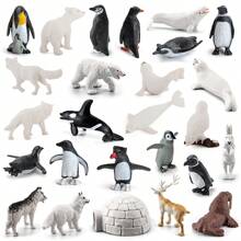 Set de 26 piezas de miniaturas de figuras de animales árticos, regalos de cumpleaños de animales polares para niños pequeños