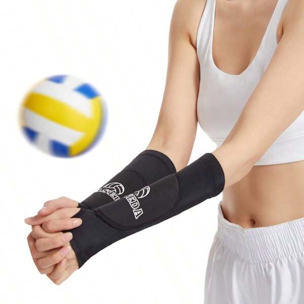 1 paire de manches rembourrées de protection pour les avant-bras au volleyball, avec support pour les poignets. Pour filles, garçons et adultes