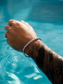 1pc Men's Thick Gold Tone Bracelet, Stainless Steel Daily Casual Simple & Elegant Jewelry Accessory, Waterproof