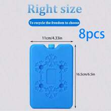 2pcs/3pcs/6pcs/8pcs/12pcs Reusable Lunch Box Ice Packs, Ultra-Thin Freezer Packs, Long-Lasting Cooling Packs, Blue Refillable Ice Boxes, Suitable For Commercial Air Conditioning Fans, Cold Chain Refrigeration, Transportation Refrigeration, Household Refillable Ice Boxes, Applicable For Holidays, Family Gatherings, Parties And Other Occasions. - Multicolor - View 12