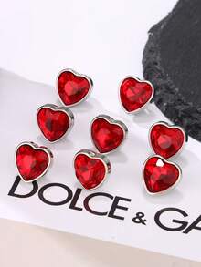 8 件 12 毫米多色心形金属纽扣，带玻璃水钻 - 衬衫、连衣裙和毛衣的时尚配饰 - 彩色 - 查看 17