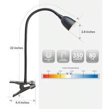 TXHF NHCLPOLBK Olivia LED Clamp Light Desk Lamp With Flexible Gooseneck 3 Brightness Levels And 3 Color Modes Black - Black - View 4